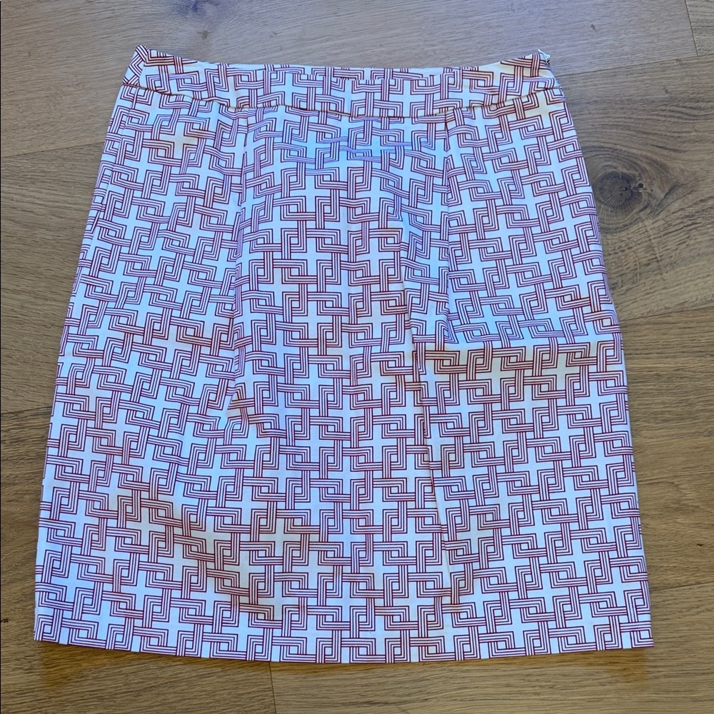 Brooks Brothers Geometric Red and White Pencil Skirt
